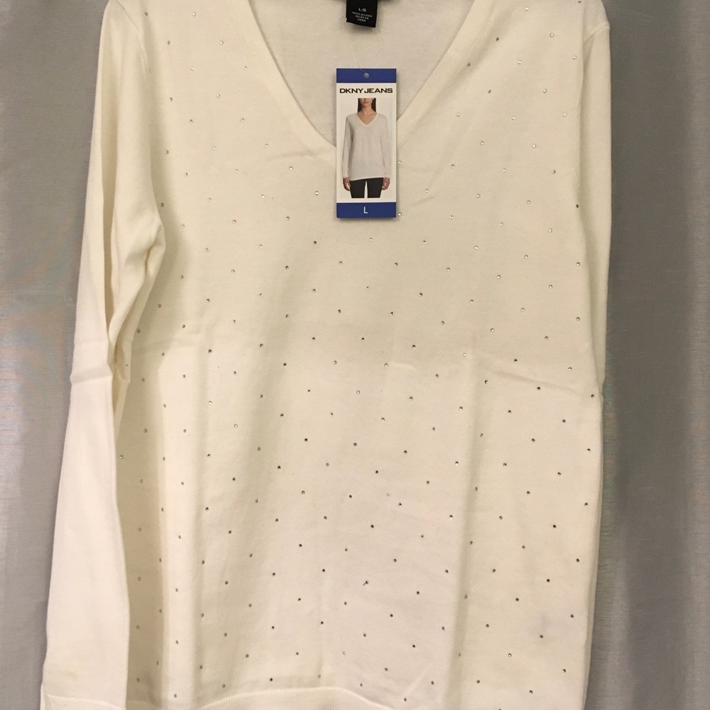 DKNY Ladies Bling V-neck Sweater